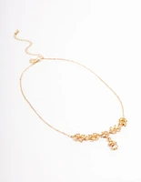 Gold Diamond Simulant Floral Y-Necklace