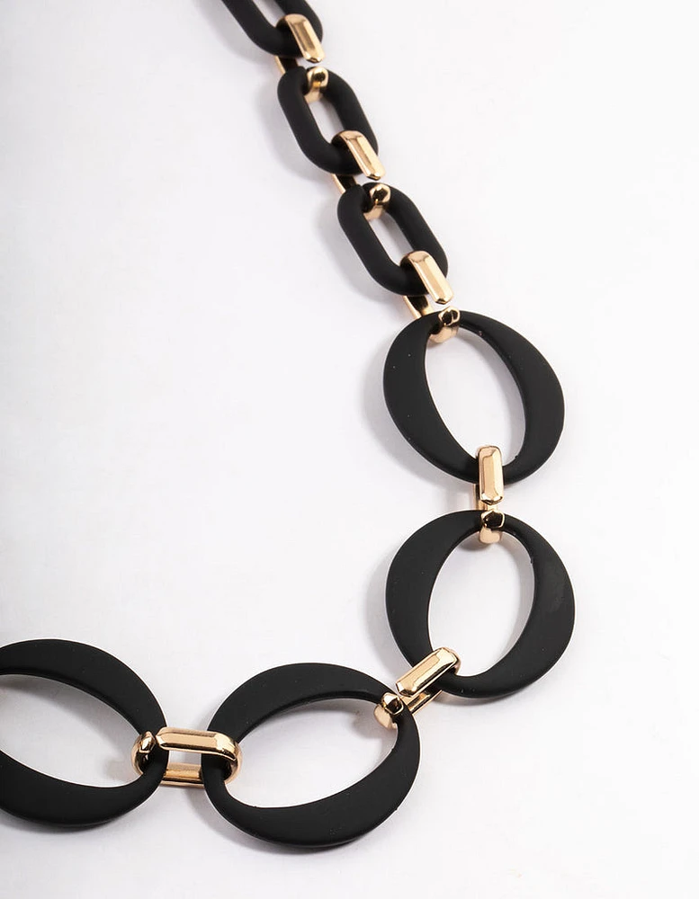 Black Mixed Oval Link Necklace