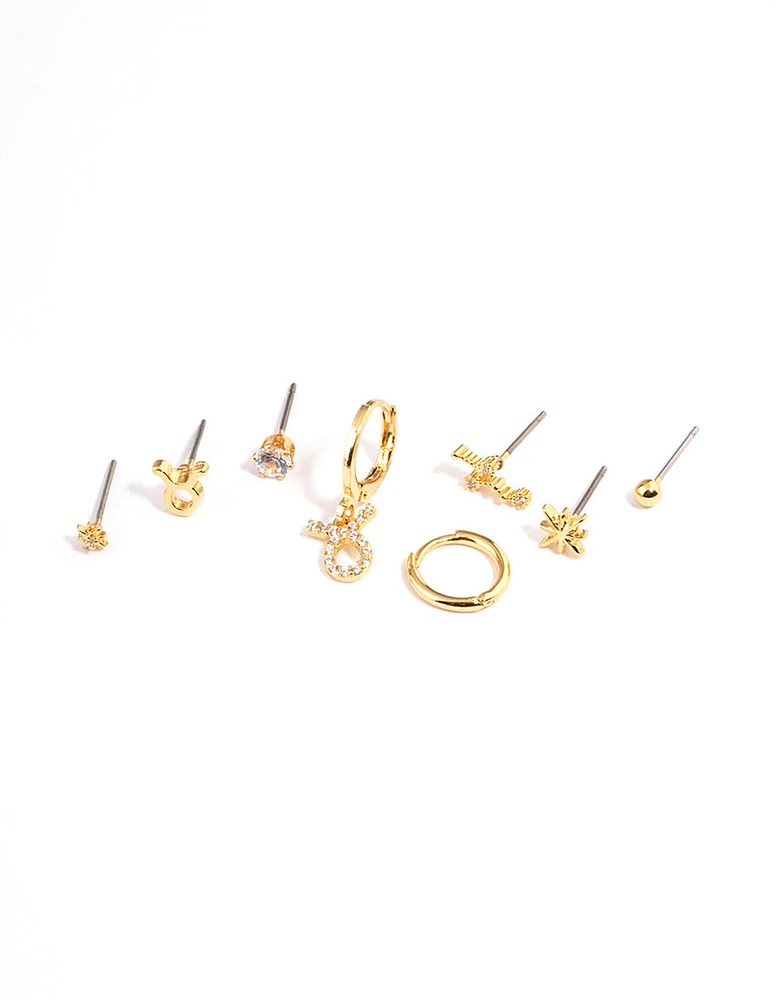 Gold Plated Taurus Star Sign Ear Stackers