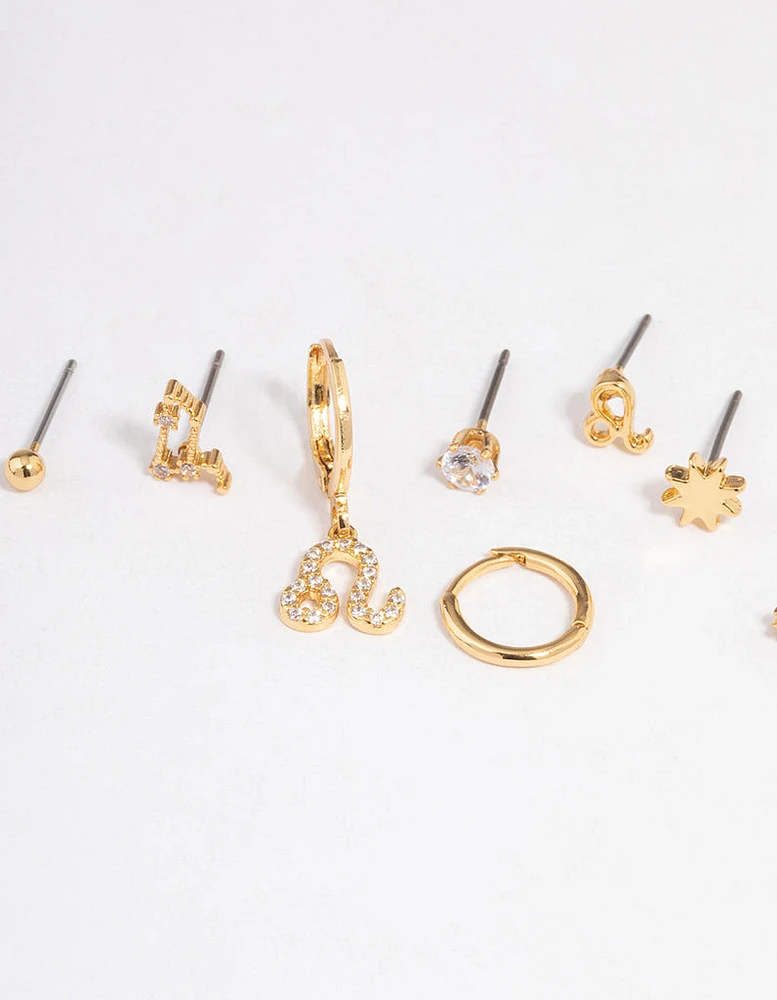 Gold Plated Leo Star Sign Ear Stackers