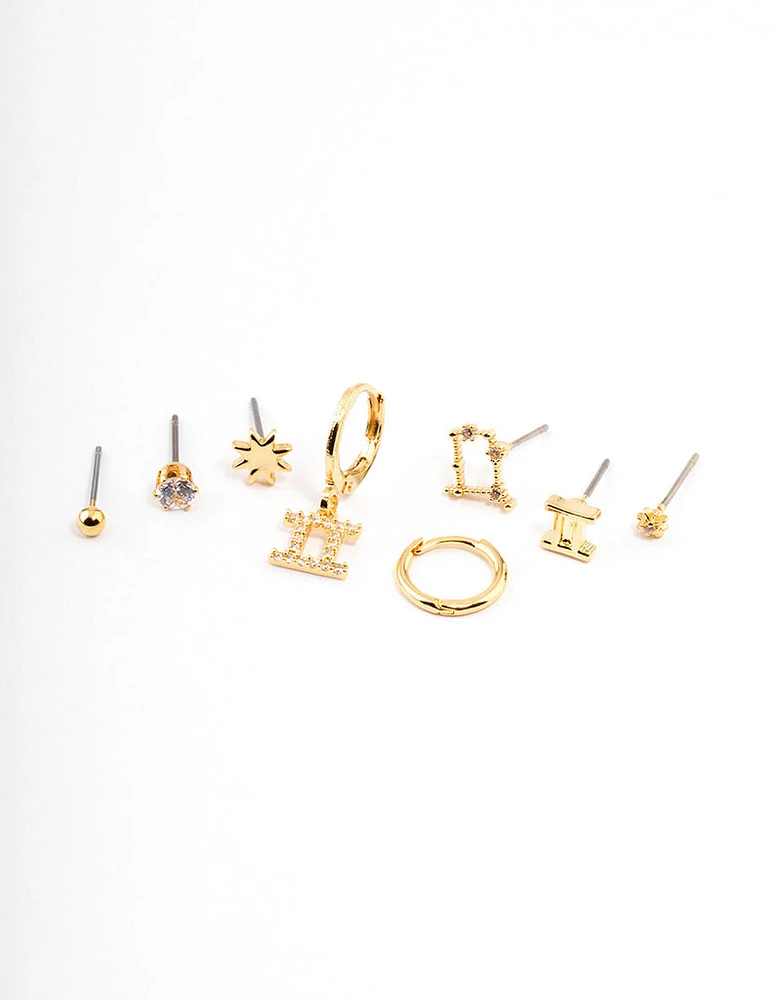 Gold Plated Gemini Star Sign Ear Stackers