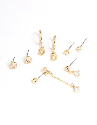 Letter 'D' Gold Plated Initial Ear Stackers