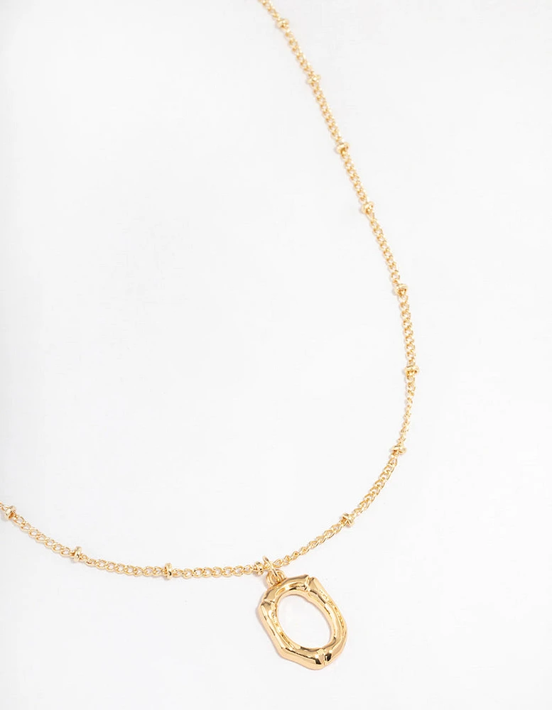 Letter 'O' Gold Plated Bamboo Initial Necklace