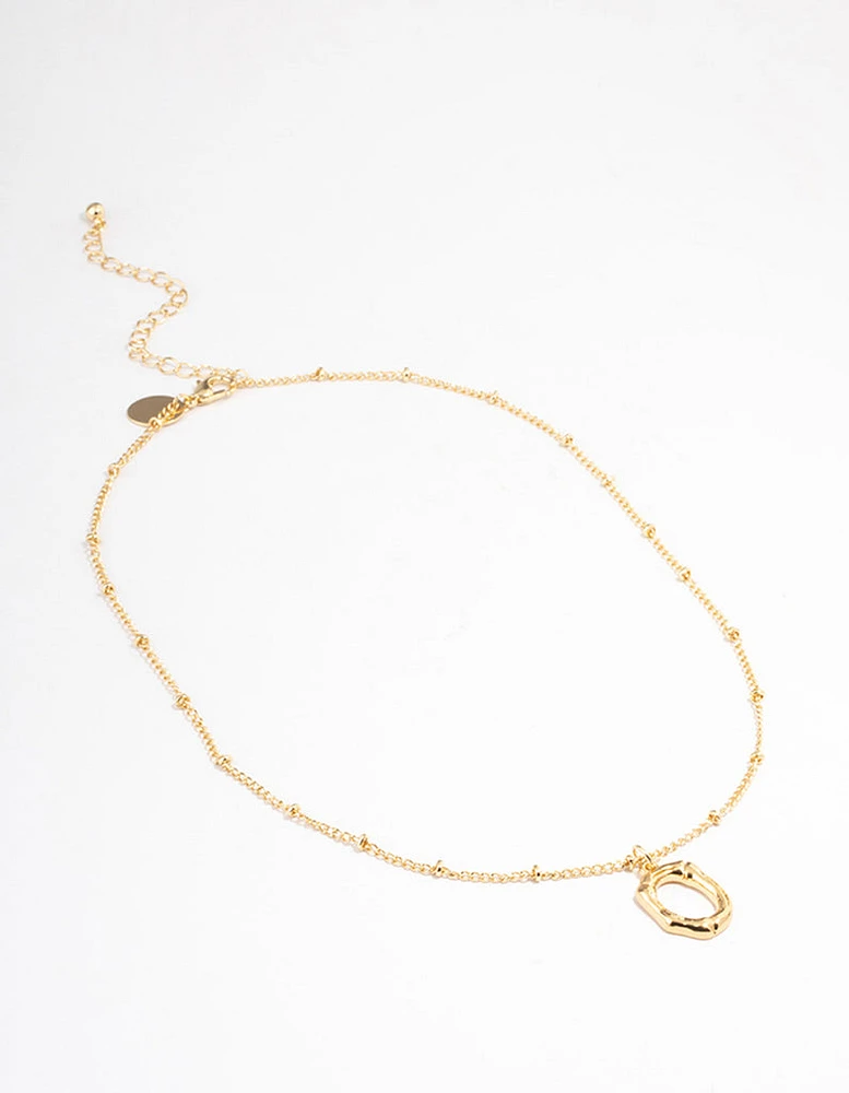 Letter 'O' Gold Plated Bamboo Initial Necklace