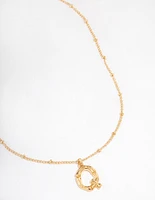 Letter 'Q' Gold Plated Bamboo Initial Necklace