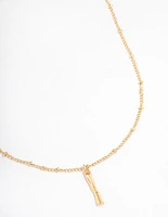 Letter 'I' Gold Plated Bamboo Initial Necklace