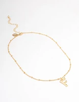 Letter 'F' Gold Plated Bamboo Initial Necklace