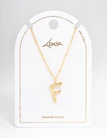 Letter 'F' Gold Plated Bamboo Initial Necklace