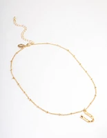 Letter 'U' Gold Plated Bamboo Initial Necklace