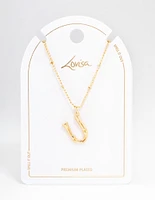 Letter 'U' Gold Plated Bamboo Initial Necklace