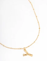 Letter 'Y' Gold Plated Bamboo Initial Necklace