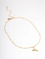 Letter 'Y' Gold Plated Bamboo Initial Necklace