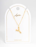 Letter 'Y' Gold Plated Bamboo Initial Necklace