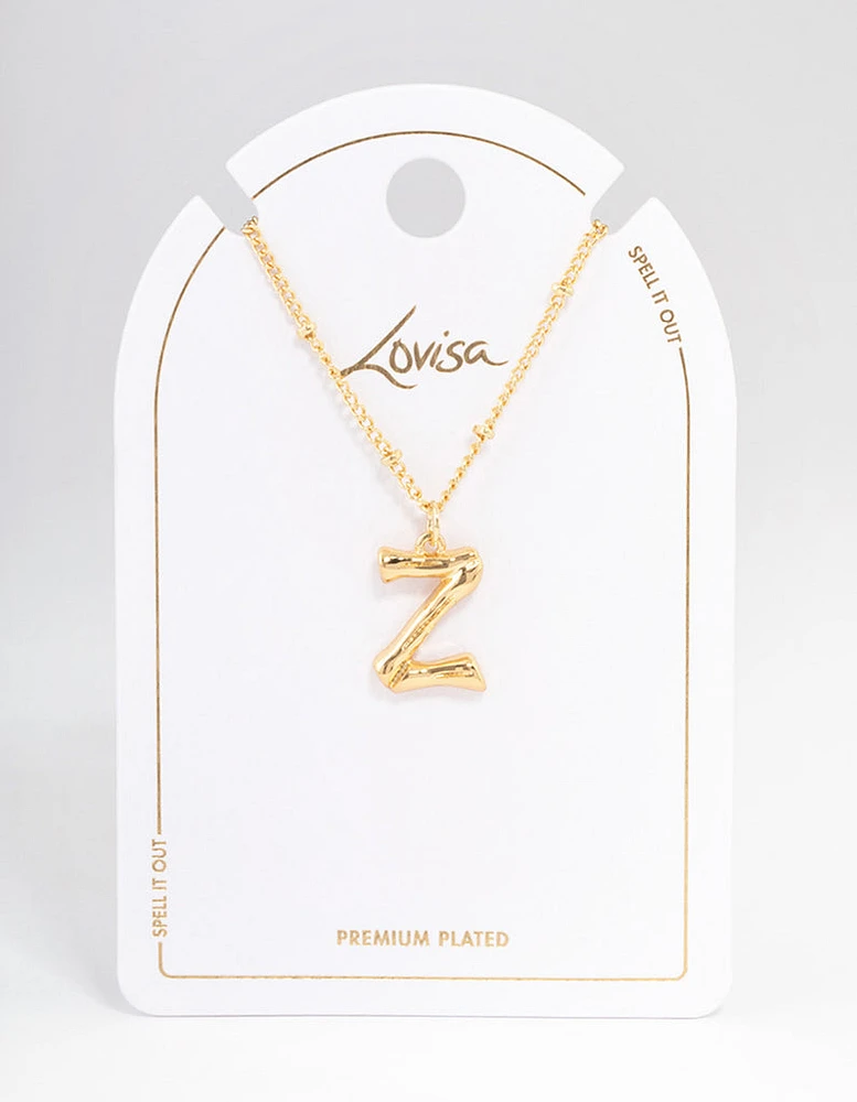 Letter 'Z' Gold Plated Bamboo Initial Necklace