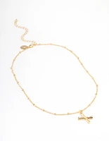 Letter 'X' Gold Plated Bamboo Initial Necklace