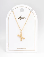 Letter 'X' Gold Plated Bamboo Initial Necklace