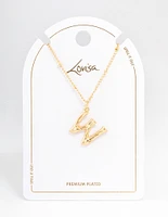 Letter 'W' Gold Plated Bamboo Initial Necklace