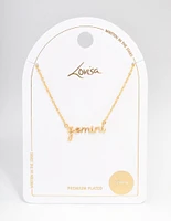 Gold Plated Gemini Script Pendant Necklace