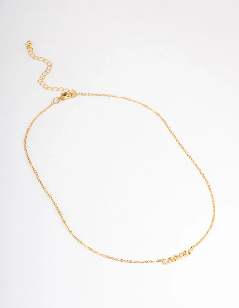 Gold Plated Cancer Script Pendant Necklace