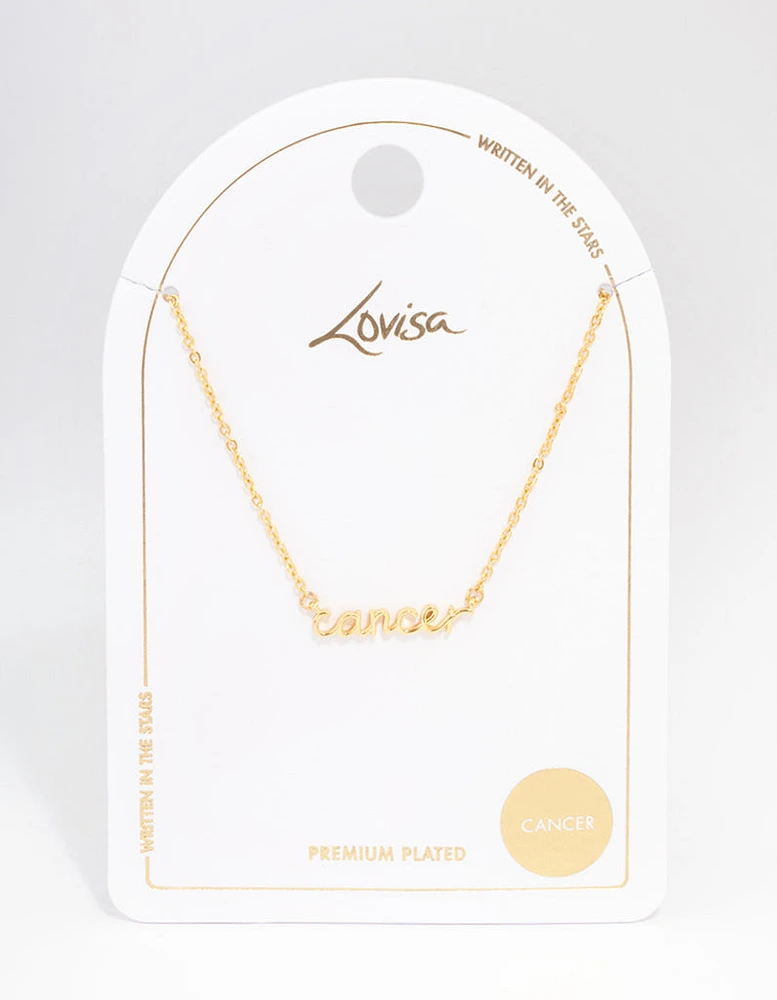 Gold Plated Cancer Script Pendant Necklace