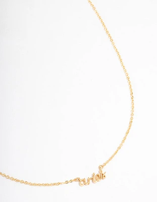 Gold Plated Aries Script Pendant Necklace