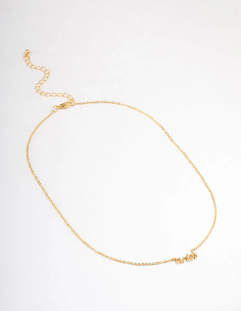 Gold Plated Aries Script Pendant Necklace