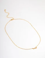 Gold Plated Aries Script Pendant Necklace