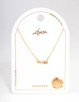 Gold Plated Aries Script Pendant Necklace