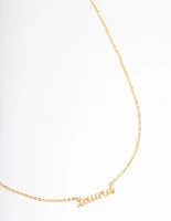 Gold Plated Taurus Script Pendant Necklace