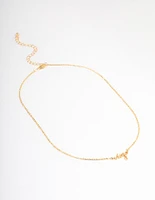 Gold Plated Virgo Script Pendant Necklace