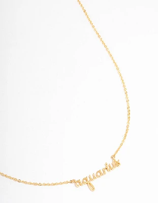 Gold Plated Aquarius Script Pendant Necklace