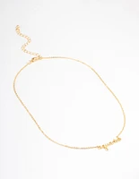 Gold Plated Aquarius Script Pendant Necklace