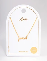 Gold Plated Pisces Script Pendant Necklace