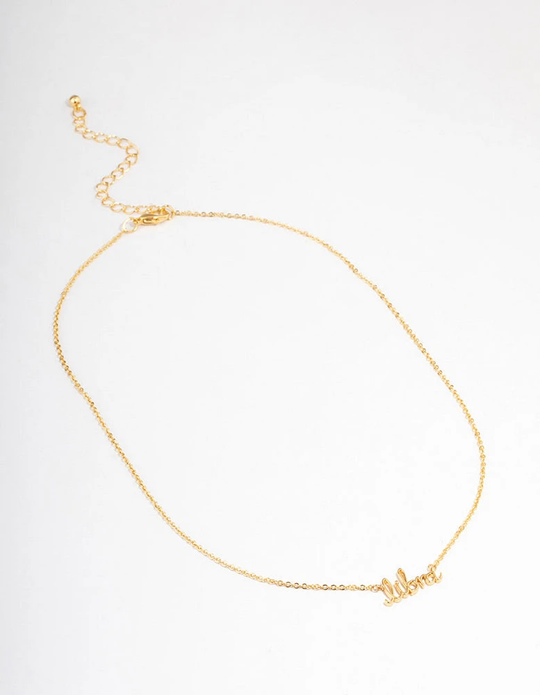 Gold Plated Libra Script Pendant Necklace