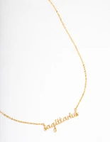 Gold Plated Sagittarius Script Pendant Necklace