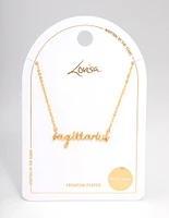 Gold Plated Sagittarius Script Pendant Necklace