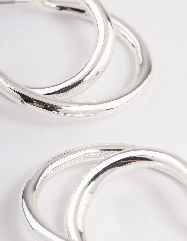 Silver Plated Medium Twisted Hoop Earrings