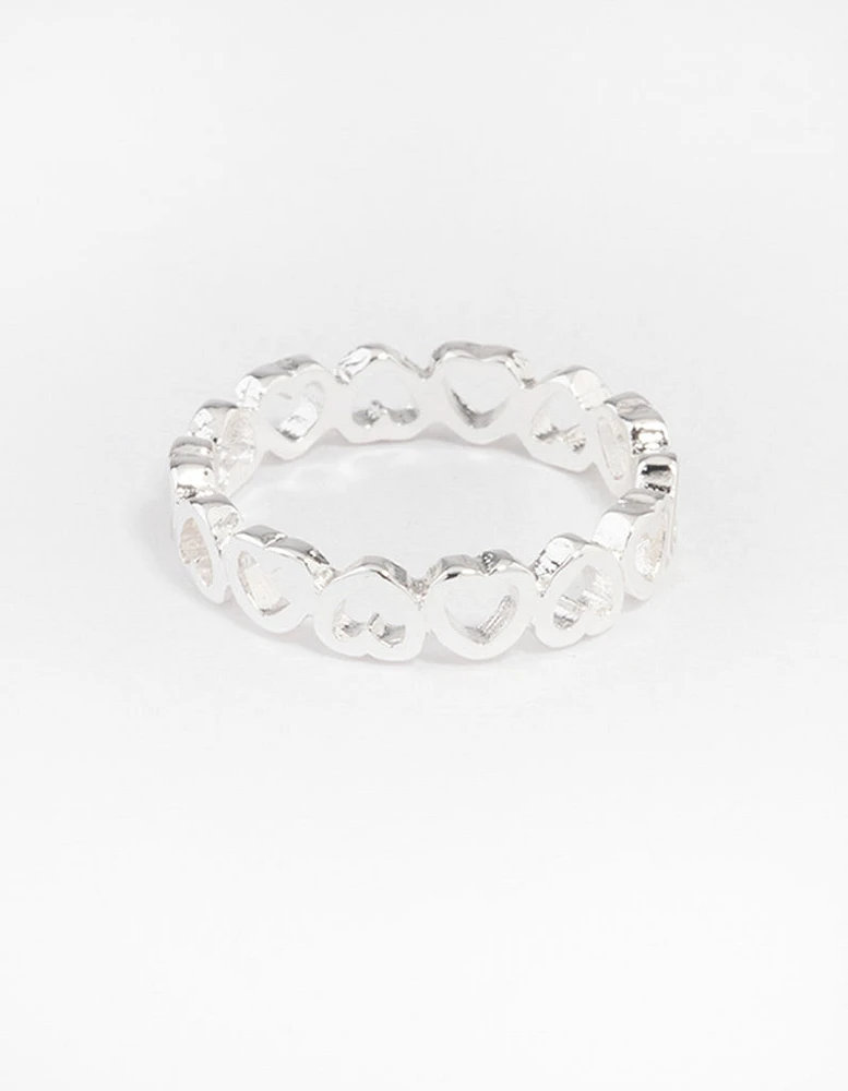 Silver Alternating Heart Ring