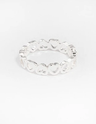 Silver Alternating Heart Ring