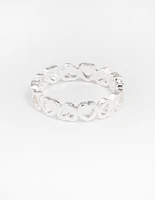 Silver Alternating Heart Ring