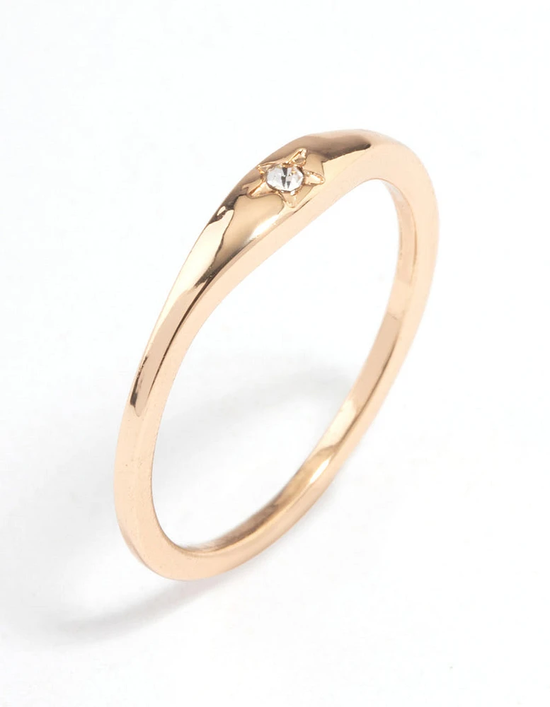 Gold Solitaire Tapered Ring