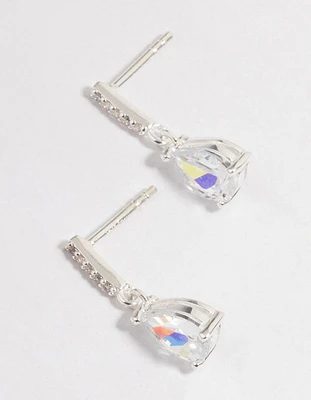 Sterling Silver Teardrop Cubic Zirconia Earrings