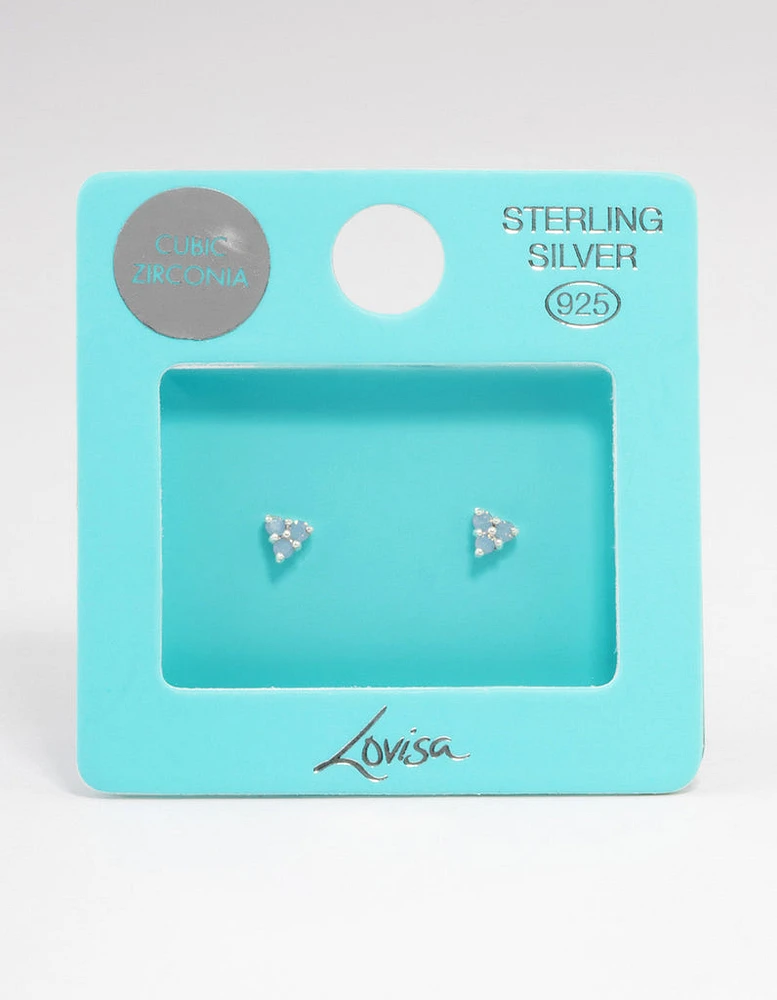 Sterling Silver Cubic Zirconia Trio Cluster Stud Earrings