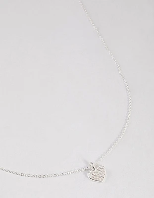 Sterling Silver Pave Cubic Zirconia Heart Necklace