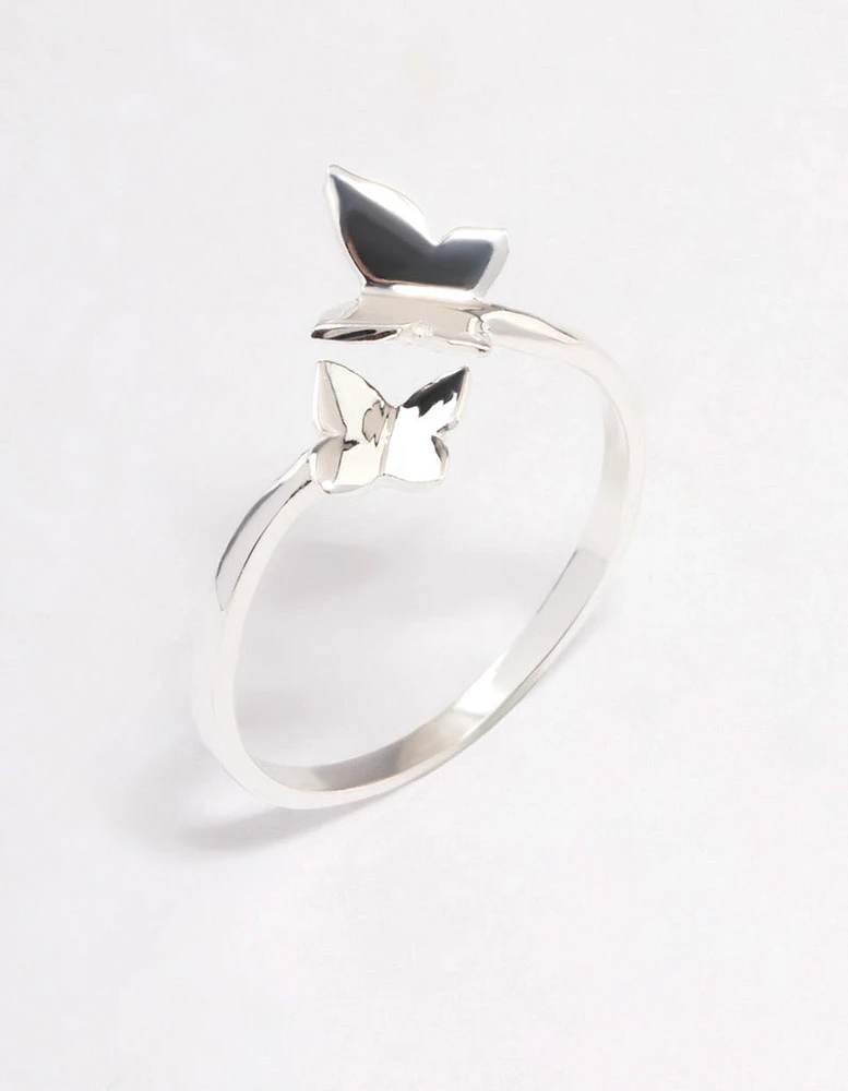 Sterling Silver Double Butterfly Ring