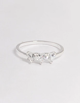 Sterling Silver Trio Heart Ring