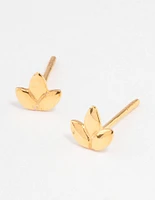 Gold Plated Sterling Silver Leaf Stud Earrings