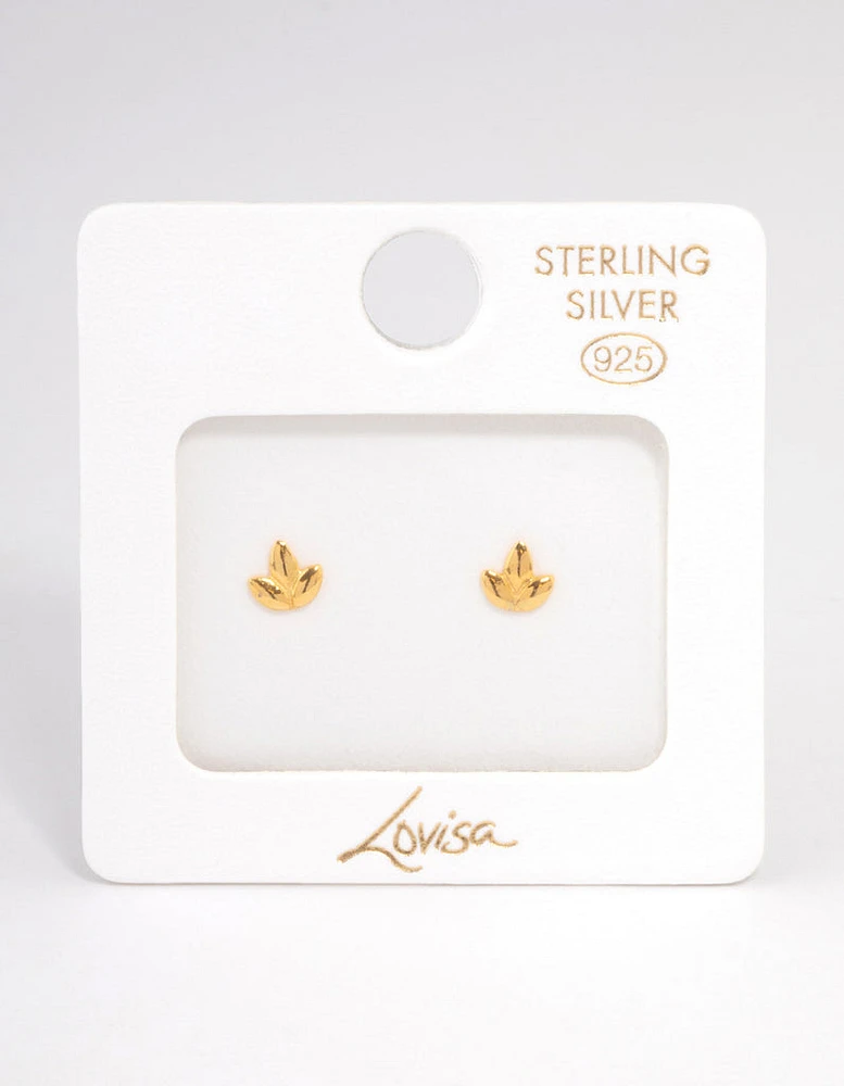 Gold Plated Sterling Silver Leaf Stud Earrings