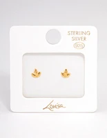 Gold Plated Sterling Silver Leaf Stud Earrings