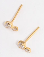 Gold Plated Sterling Silver Cubic Zirconia Stud Earrings